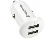 Автомобильное зарядное устройство SmartBuy TURBO  2.4А+1 А, белое,  2 USB (SBP-2025)